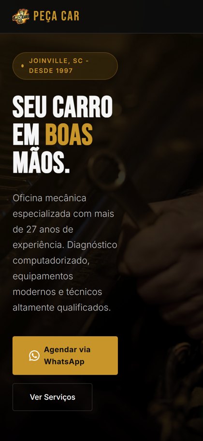 Site da Oficina Peça Car no celular